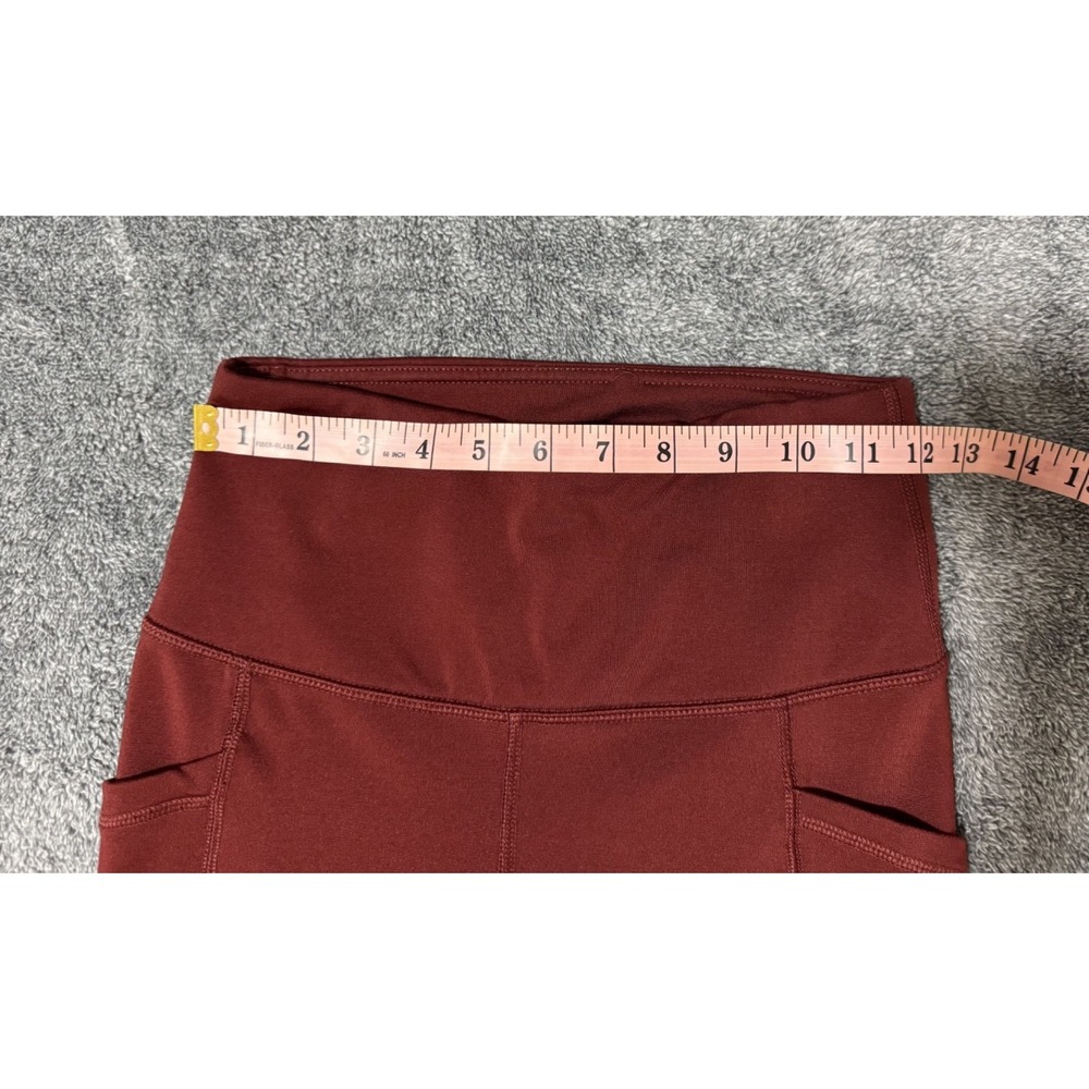 90 Degree by Reflex Womens High Waist Leggings Burgundy Maroon Side Pockets‎ XS - Picture 4 of 7